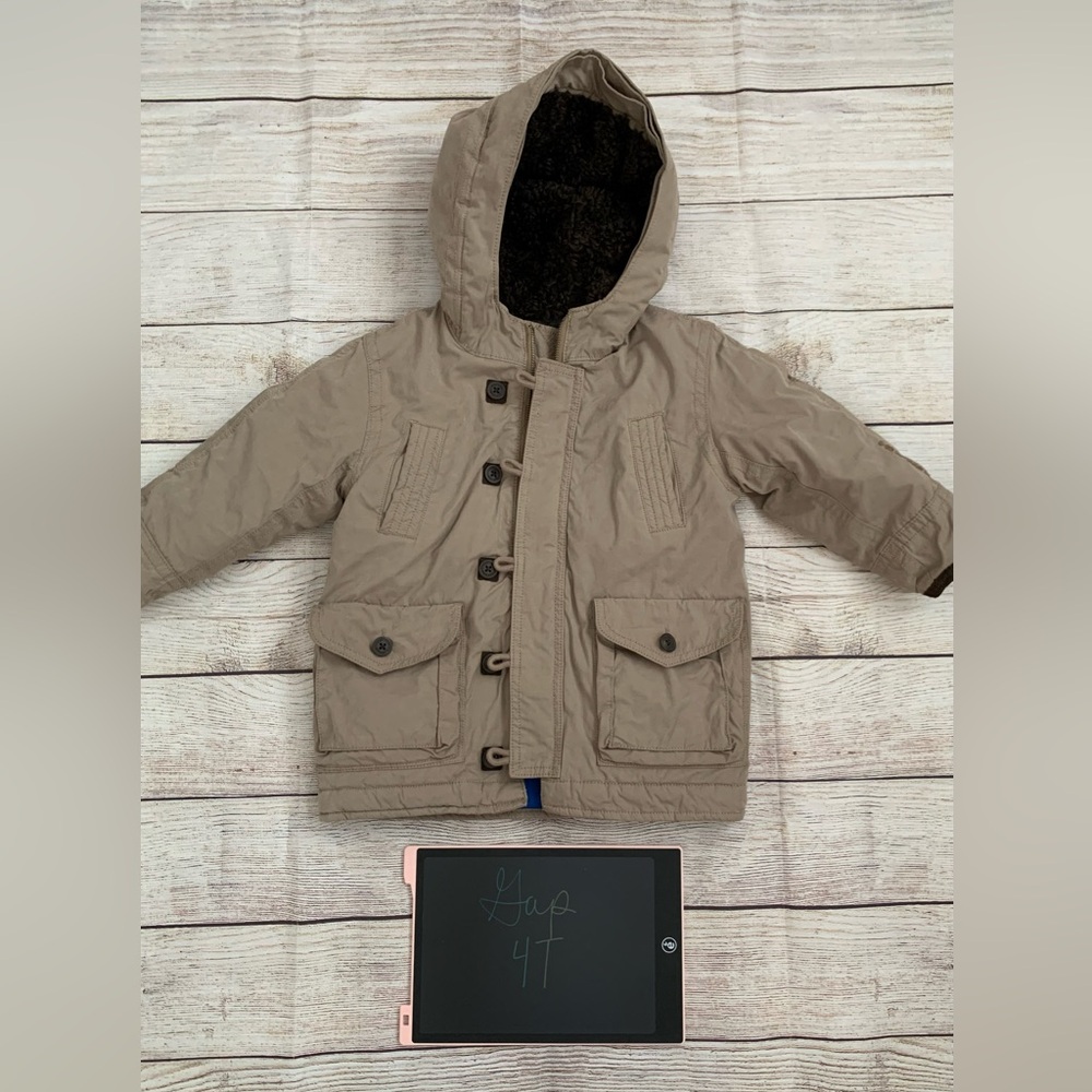 GAP Kids Tan Hooded Puffer Jacket
